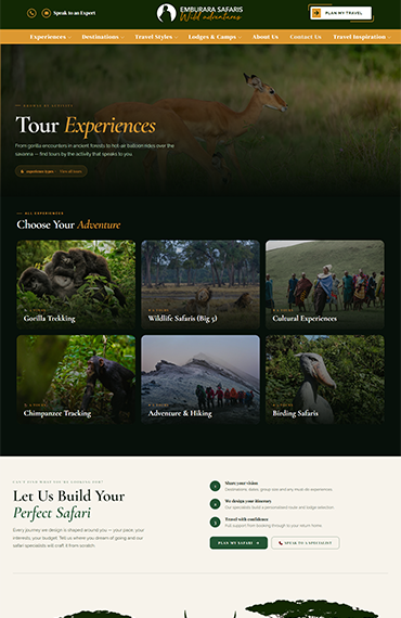 emburarasafaris-experiences page